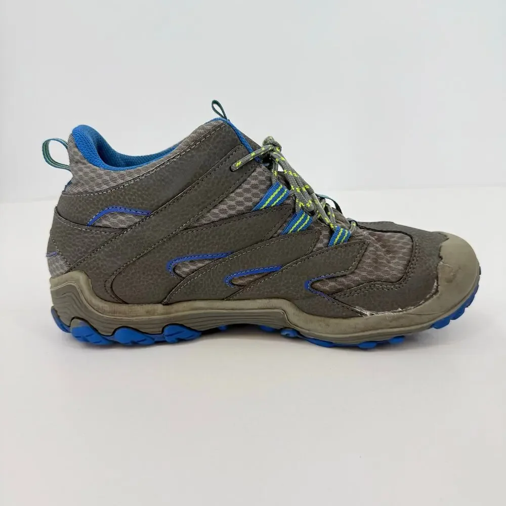 Merrell Chameleon Mid Waterproof HIking Boots Blue Gray Big Kid 7 Womens 8